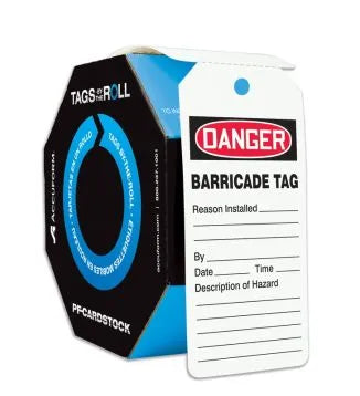 OSHA Danger Safety Tags: Tags By-The-Roll- Barricade Tag-1