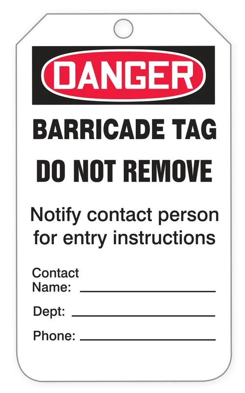 OSHA Danger Safety Tags: Tags By-The-Roll- Barricade Tag-2