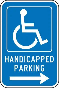 Federal Parking Sign: Handicapped Parking (Right Arrow)-1