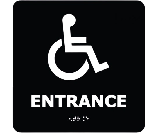 Ada - Braille - Entrance (W/Handicap Symbol) - Blk - 8X8-1