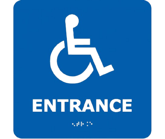 Ada - Braille - Entrance (W/Handicap Symbol) - Blue - 8X8