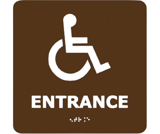 Ada - Braille - Entrance (W/Handicap Symbol) - Brn - 8X8-1
