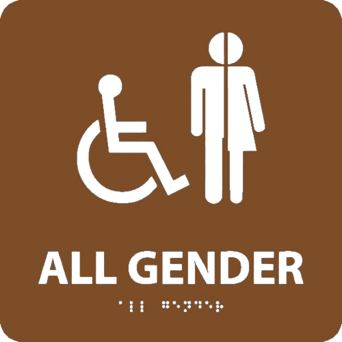 All Gender/Handicapped Braille Ada Sign (W/Handicap Symbol) - Brown - 8X8