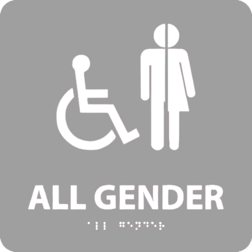 All Gender/Handicapped Braille Ada Sign (W/Handicap Symbol) - Gray - 8X8-1