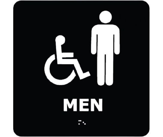 Ada - Braille - Men (W/Handicap Symbol) - Blk - 8X8-1