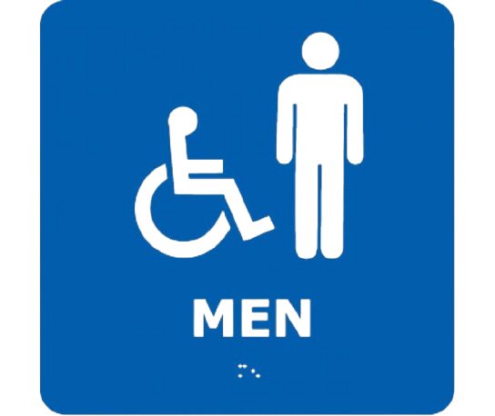 Ada - Braille - Men (W/Handicap Symbol) - Blue - 8X8-1
