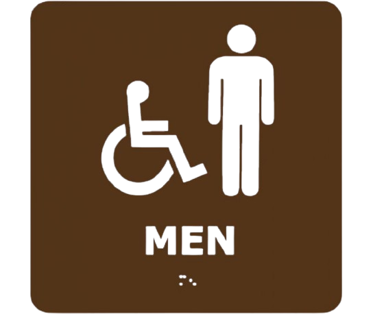 Ada - Braille - Men (W/Handicap Symbol) - Brn - 8X8-1