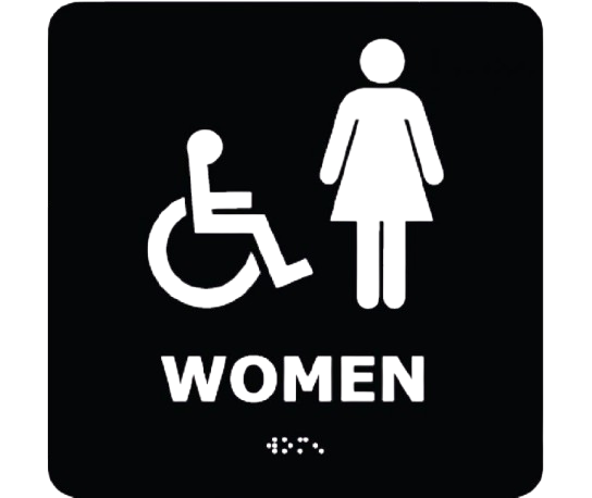 Ada - Braille - Women (W/Handicap Symbol) - Blk - 8X8