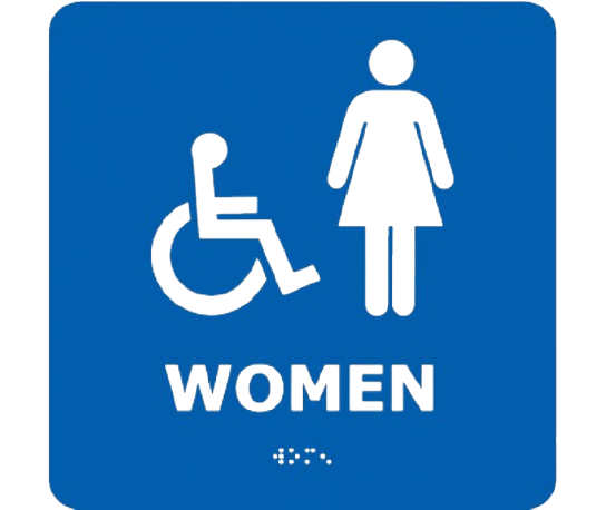 Ada - Braille - Women (W/Handicap Symbol) - Blue - 8X8