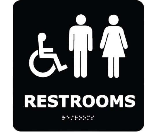 Ada - Braille - Restrooms (W/Handicap Symbol) - Blk - 8X8-1