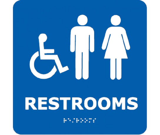 Ada - Braille - Restrooms (W/Handicap Symbol) - Blue - 8X8