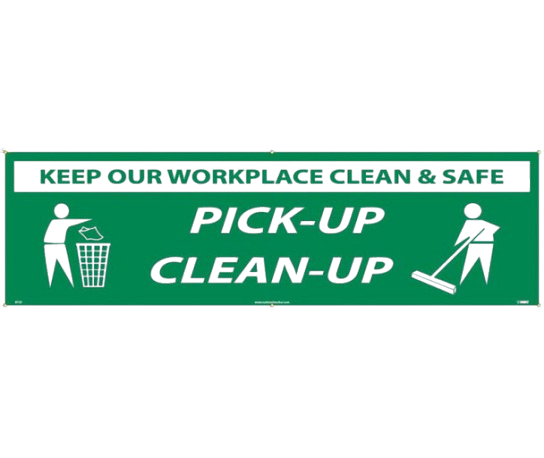 Banner - Keep Our Workplace Clean & Safe Pick-Up Clean-Up - 3Ftx10Ft - Polyethylene-1