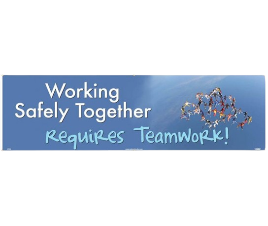 Banner - Working Safety Together Requires Teamwork - 3Ft X 10Ft
