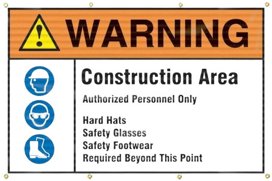 Fence-Wrap Mesh Gate Screens: Warning - Construction Area - Authorized Personnel Only-7
