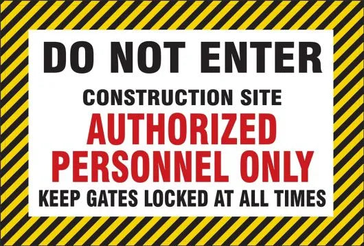 Fence-Wrap Mesh Gate Screens: Do Not Enter - Construction Site - Authorized Personnel Only - Keep Gates Locked At All Times-7