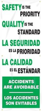 Bilingual Safety Banner: Safety Is The Priority - Quality Is The Standard-3