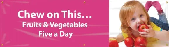WorkHealthy™ Banners: Chew On This - Fruits And Vegetables - Five A Day-1