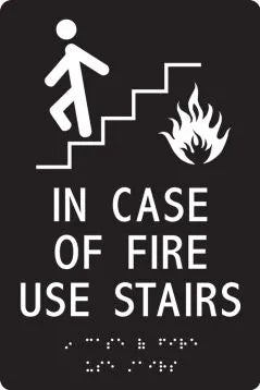 ADA Braille Tactile Sign: In Case Of Fire Use Stairs