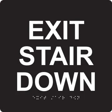 ADA Braille Tactile Sign: Exit Stair Down-1