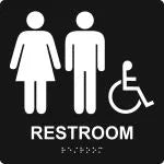 ADA Braille Tactile Sign: Handicap Accessible Unisex Restroom (Square)-1