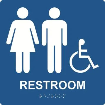 ADA Braille Tactile Sign: Handicap Accessible Unisex Restroom (Square)-2