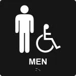 ADA Braille Tactile Sign: Handicap Accessible Men's Restroom (Square)-1