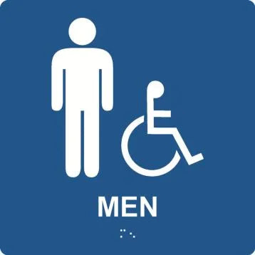 ADA Braille Tactile Sign: Handicap Accessible Men's Restroom (Square)-2