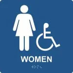 ADA Braille Tactile Sign: Handicap Accessible Women's Restroom (Square)-2