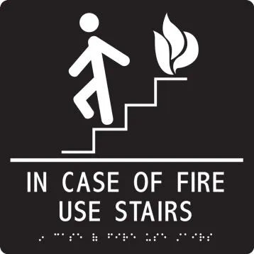 ADA Braille Tactile Sign: In Case Of Fire Use Stairs