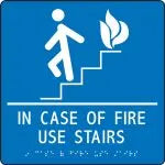 ADA Braille Tactile Sign: In Case Of Fire Use Stairs-2