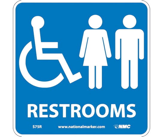 Restrooms (W/ Graphic) - 7X7 - Rigid Plastic-1