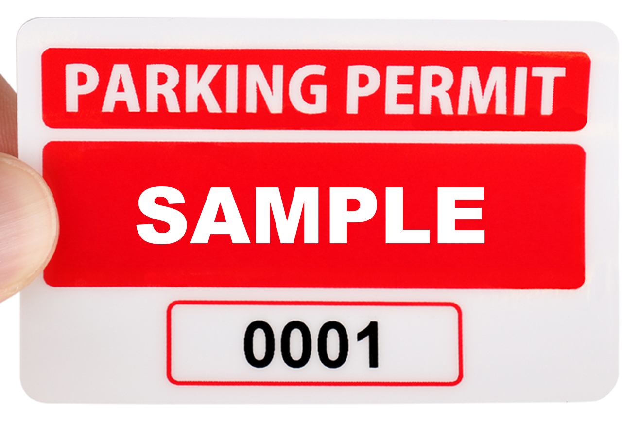 Custom Repostitionable Parking Permit (White), Front Stick - 2" x 2"