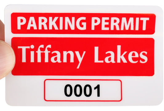 Custom Repostitionable Parking Permit (White), Front Stick - 3"W x 2"H