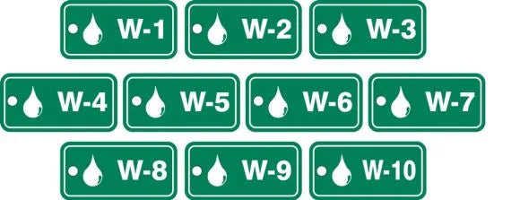 Energy Source Identification Standard Water Tag - 3" W x 1.5" H Inches - Pack of 10