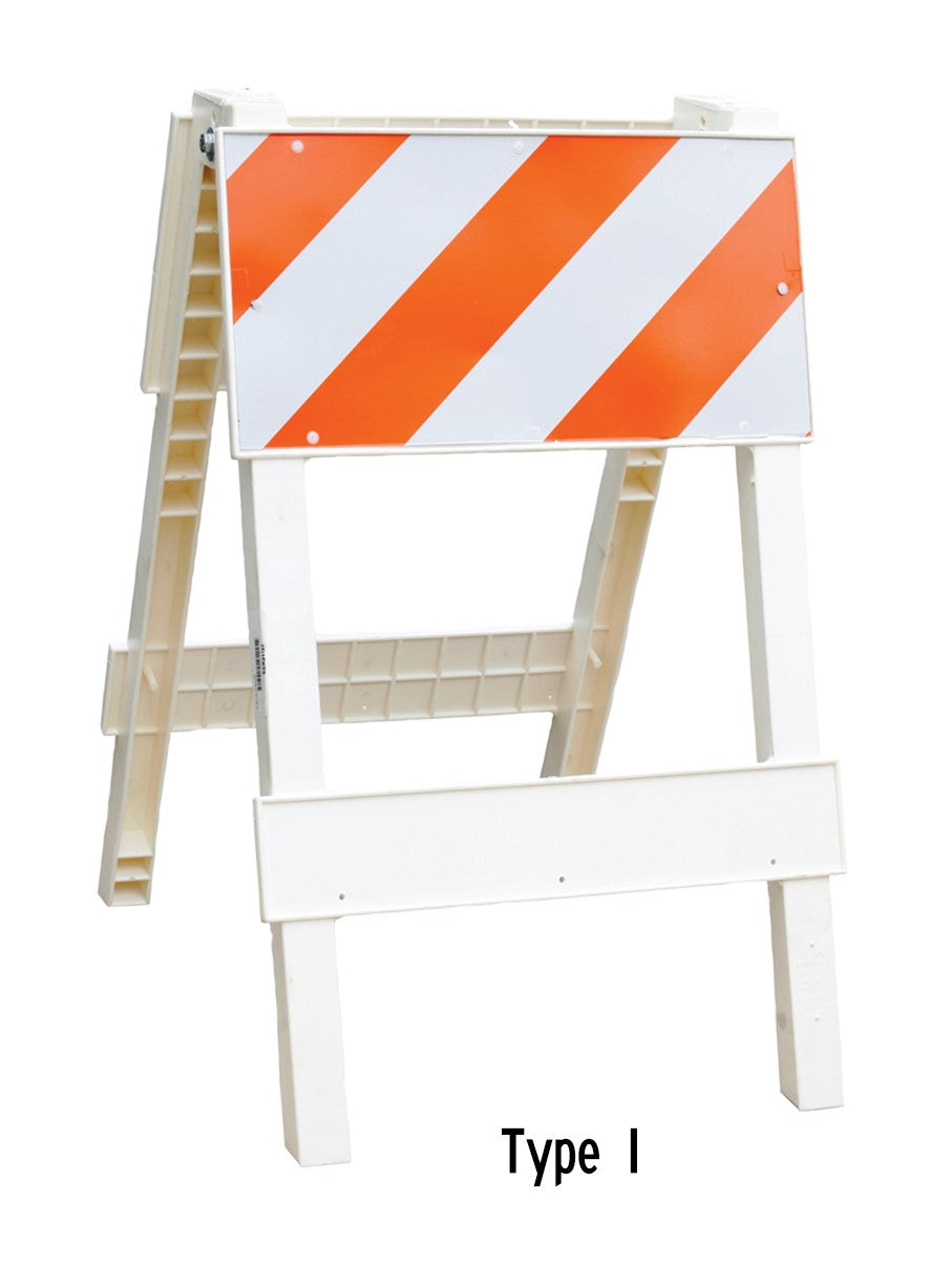 Plastix Barricades - Type I – Sheeted Top Panel: 24"W x 12"H, Unsheeted Bottom Panel: 24"W x 4"H