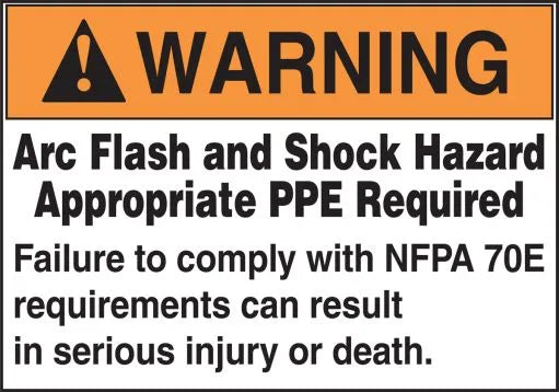 ANSI Warning Arc Flash Protection Labels On A Roll: Arc Flash & Shock Hazard - Appropriate PPE Required - NFPA 70E