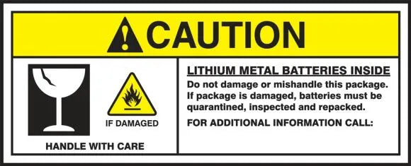 Hazardous Material Caution Shipping Labels: Lithium Meta Batteries Inside-1